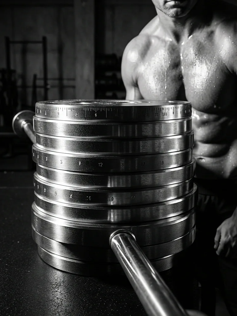 Solid steel calibration weights.